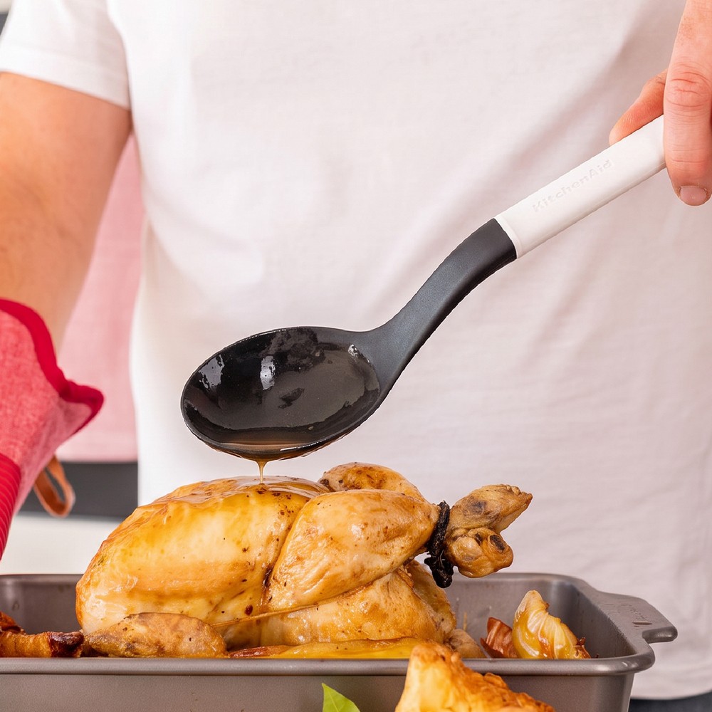 KitchenAid 美國 不沾鍋尼龍料理匙(純白34.5cm) / 湯匙 攪拌匙 攪拌杓 料理杓 煎匙 可機洗 洗碗機可洗