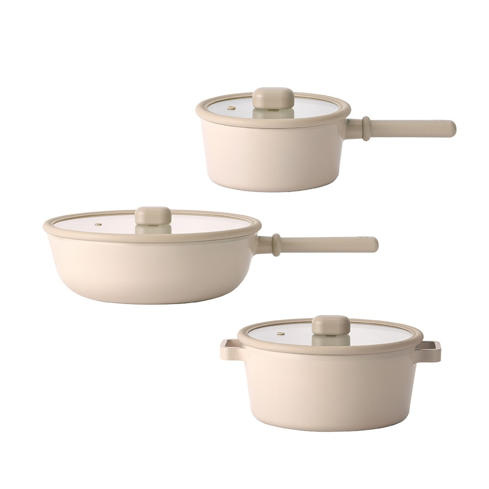 NEOFLAM 經典ChouChou咻咻系列鑄造鍋具3件組(不挑爐具 瓦斯爐電磁爐可用)