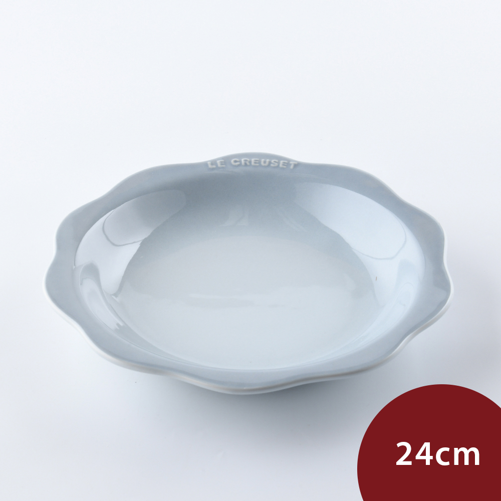LE CREUSET Le Creuset 蕾絲花語系列 花邊圓形深盤 24cm 銀灰藍