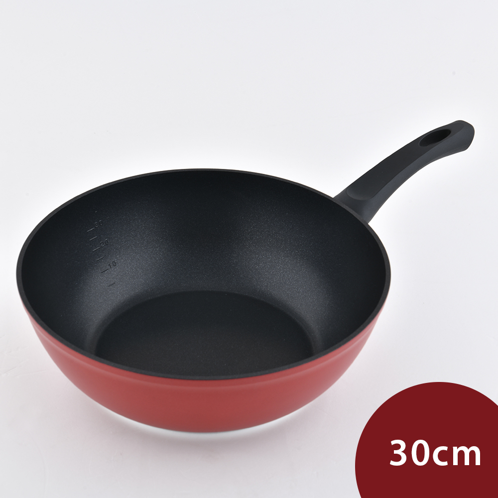 Fissler 菲仕樂 Color 不沾中式炒鍋 炙熱紅 30cm 不沾鍋 中華炒鍋 深鍋