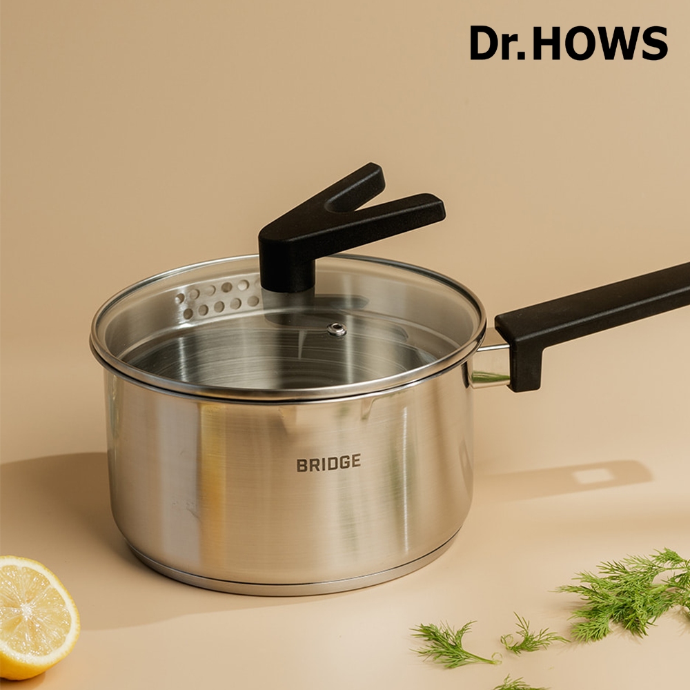 Dr.HOWS BRIDGE 不銹鋼單柄湯鍋-銀 (18cm)