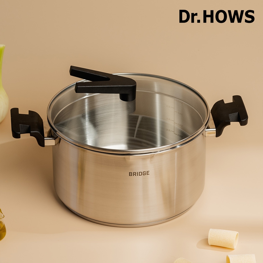 Dr.HOWS BRIDGE 不銹鋼雙耳湯鍋-銀 ( 24cm)