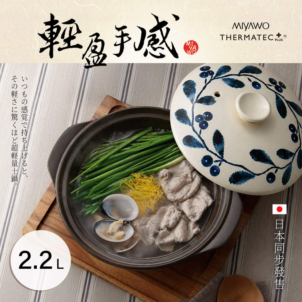 MIYAWO 日本宮尾 輕量型直火9號耐溫差陶土湯鍋2.2L-豐收