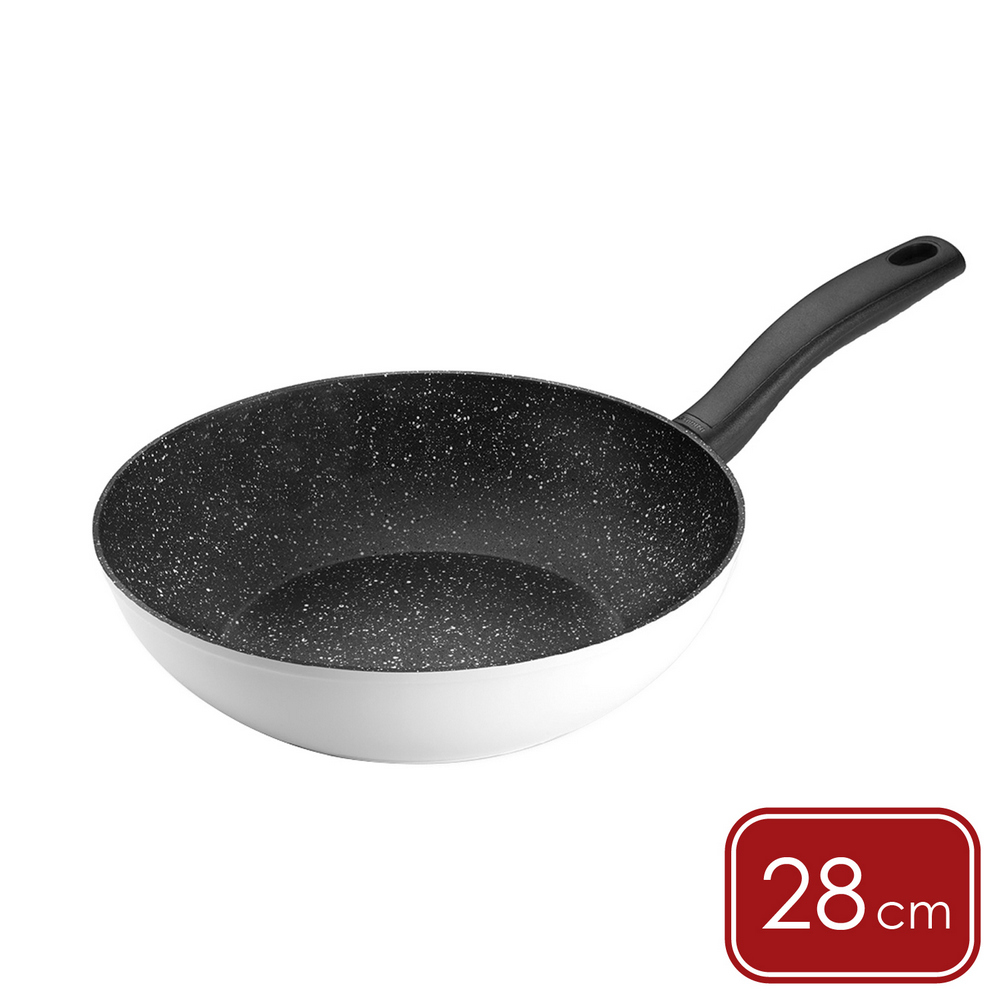 GHIDINI 義大利 石紋不沾平底鍋(白28cm) / 平煎鍋 3~4人用不沾鍋 可機洗 洗碗機可洗（其他規格）