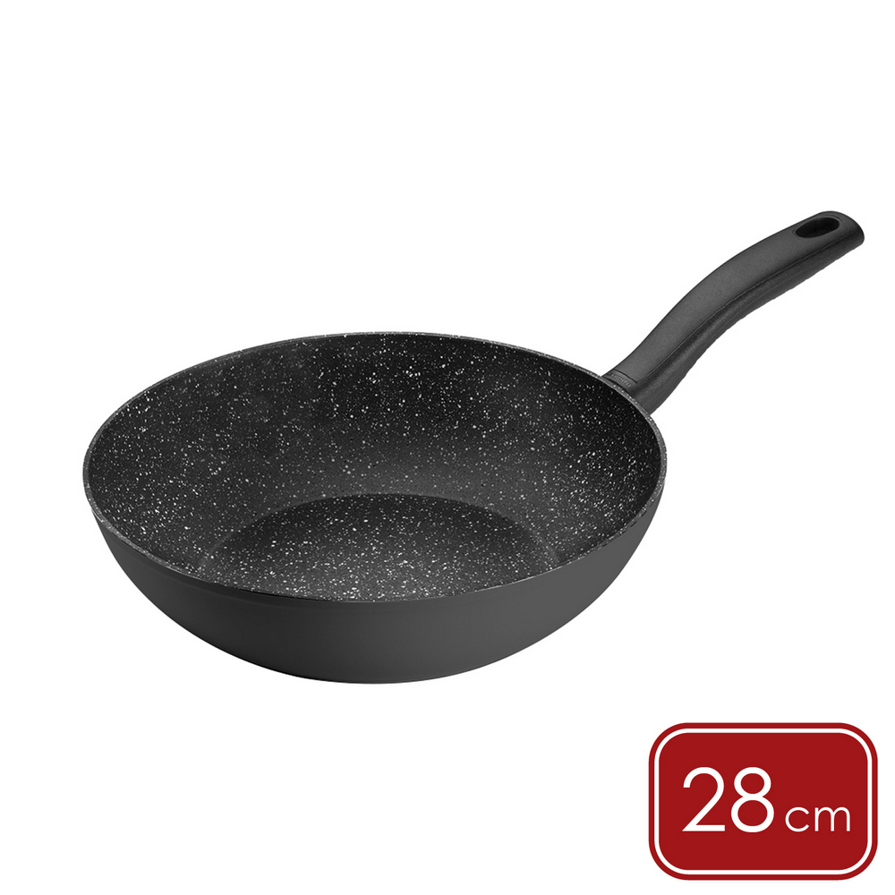 GHIDINI 義大利 石紋不沾平底鍋(黑28cm) / 平煎鍋 3~4人用不沾鍋 可機洗 洗碗機可洗