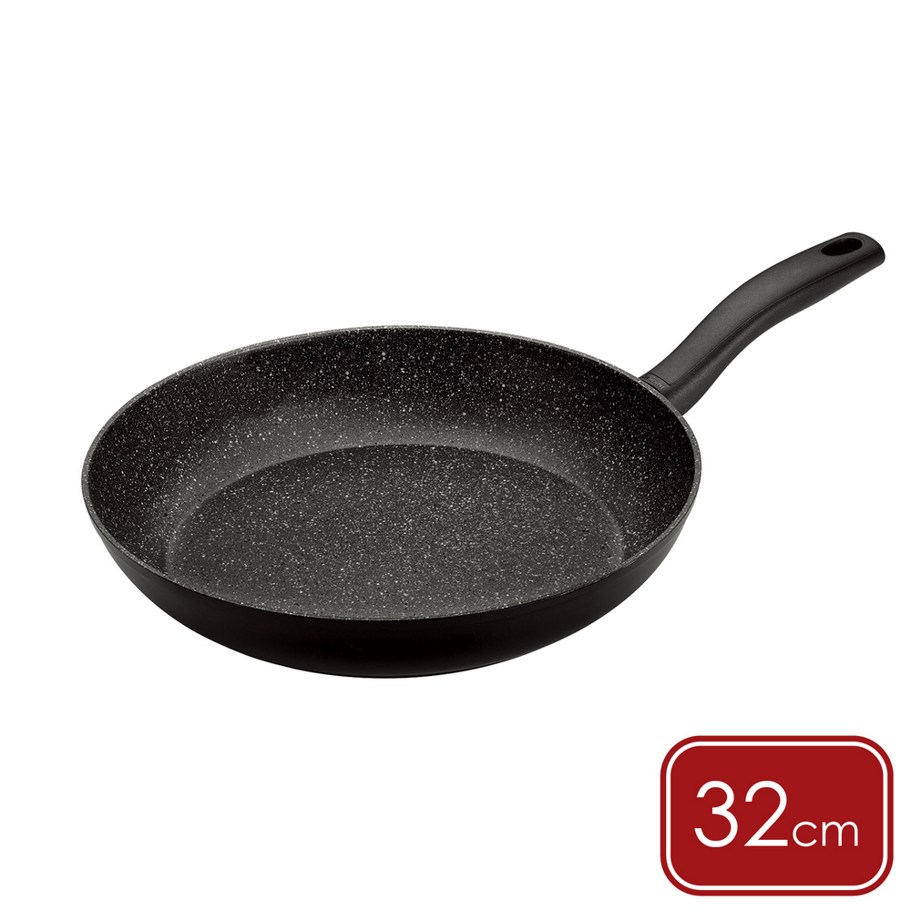 GHIDINI 義大利 石紋不沾平底鍋(黑32cm) / 平煎鍋 4人用不沾鍋 可機洗 洗碗機可洗