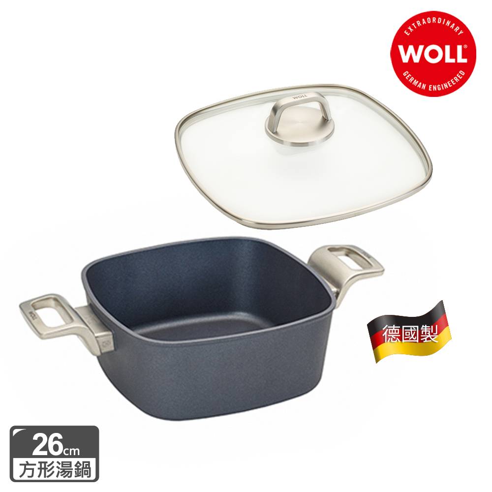 WOLL 德國 Diamond Lite Pro 鑽石系列26cm 方型含蓋湯鍋-福利品(盒損)