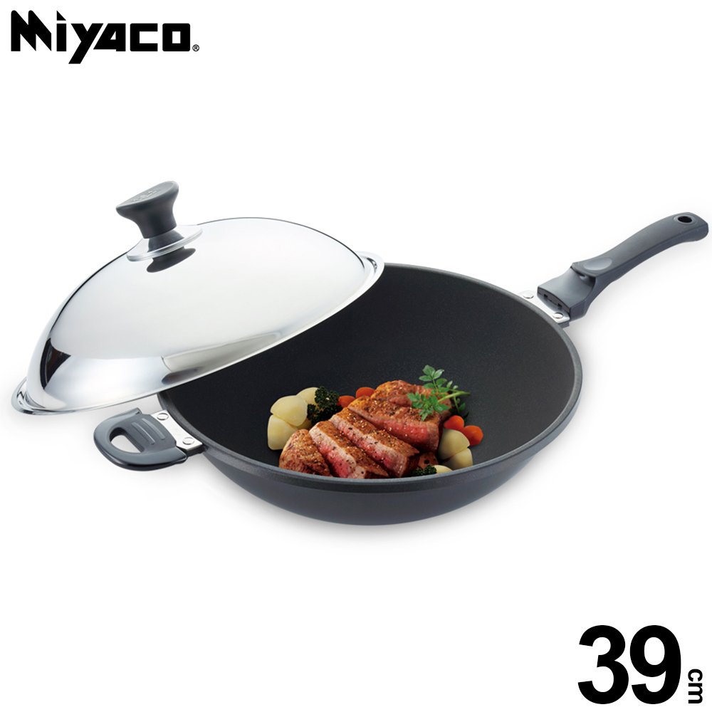 MIYACO 米雅可 遠紅外線陶瓷不沾炒鍋 39cm(附蓋)