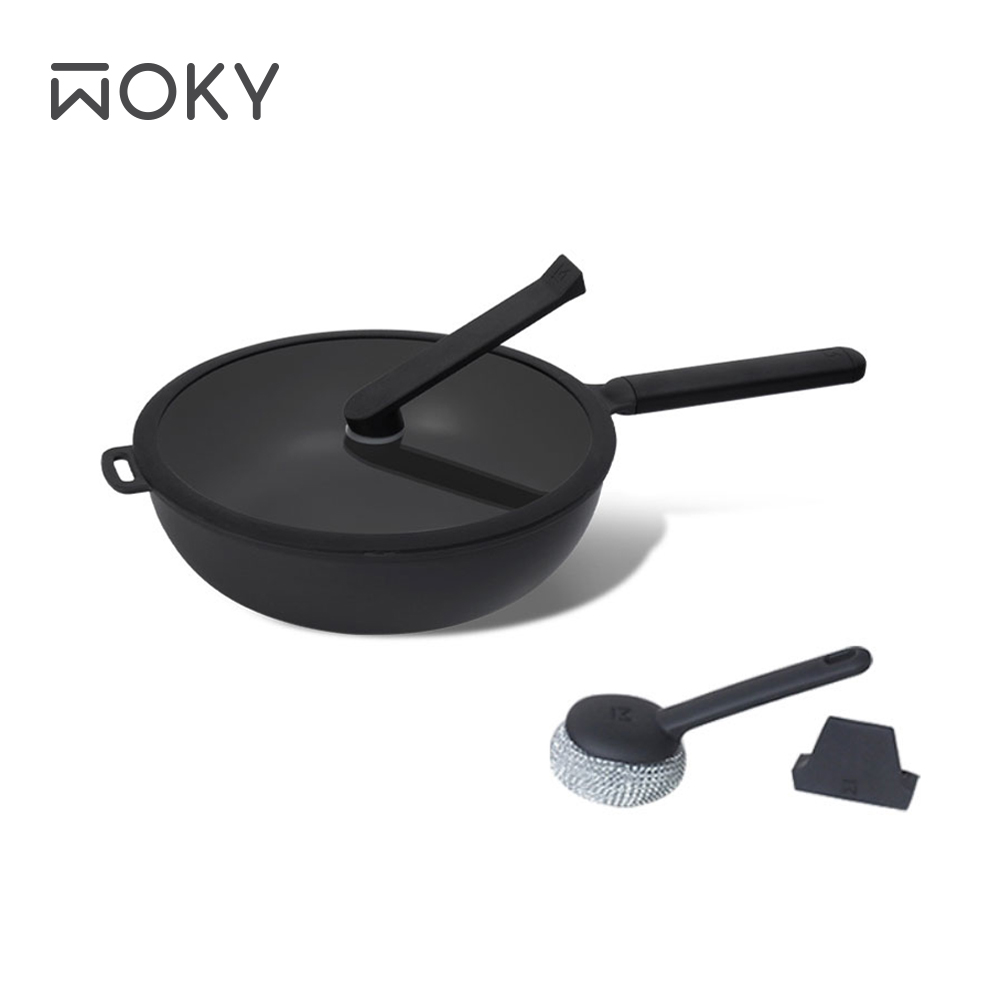 WOKY 沃廚 恰恰鍋26公分深煎鍋組(含集水器+鍋刷)