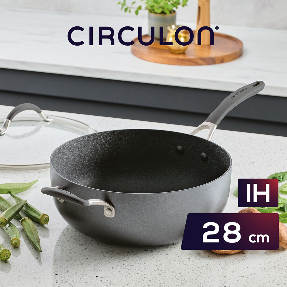 MEYER 美亞 【CIRCULON圈圈鍋】IH極致抗刮不沾萬用深炒燉鍋 28cm - A1系列(鐵鏟/電磁爐/洗碗機適用)