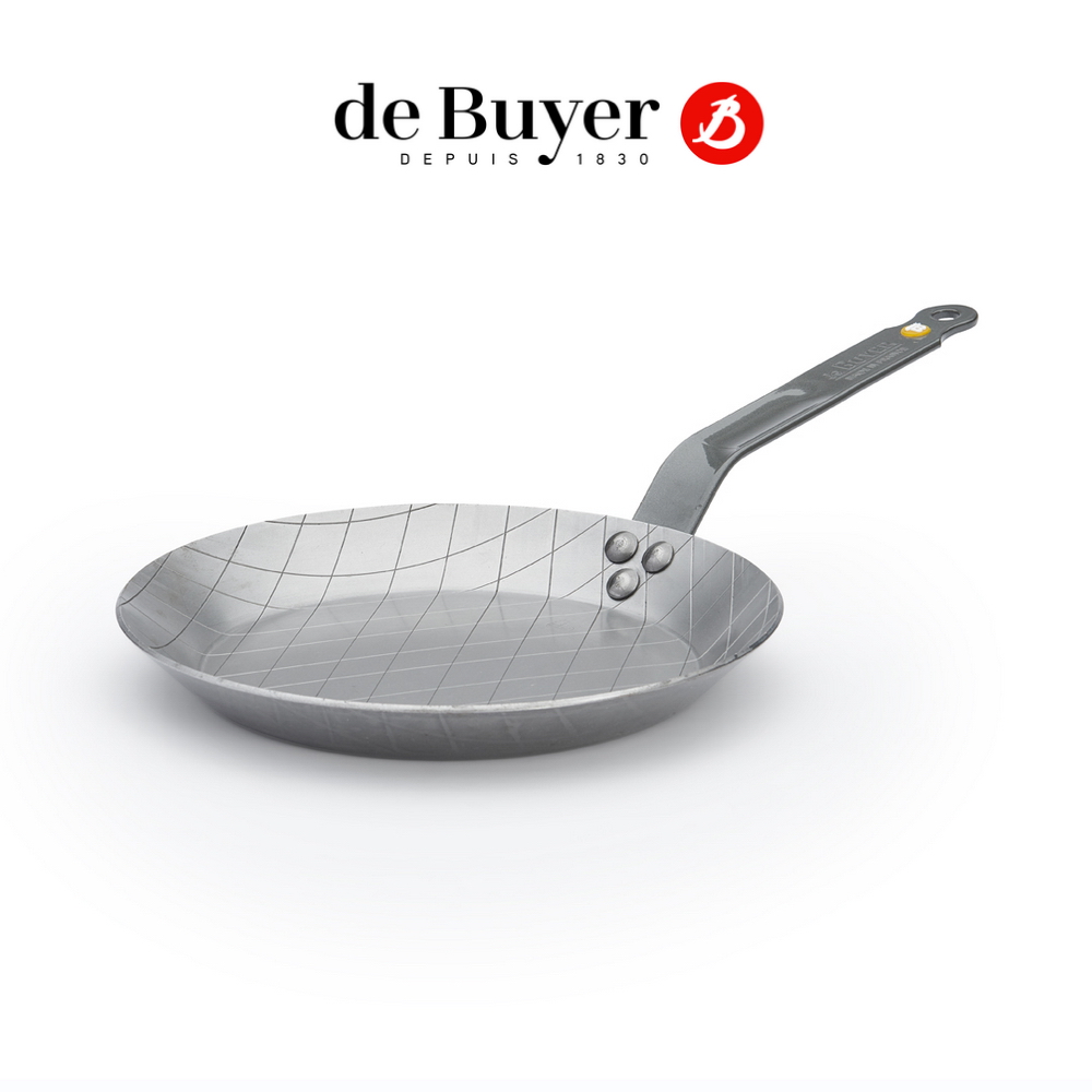 de Buyer 畢耶 原礦蜂蠟系列 菱格紋牛排鍋24cm/鐵鍋