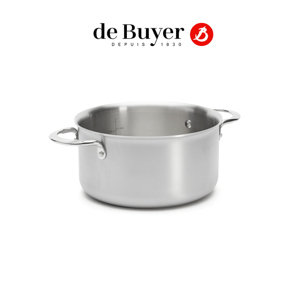 de Buyer 畢耶 Alchimy系列 3層複合不鏽鋼雙耳湯鍋20cm(鍋蓋另購)