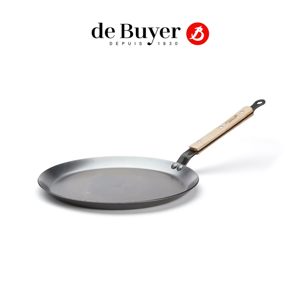 de Buyer 畢耶 原礦木柄蜂蠟系列 早餐煎餅/可麗餅鍋24cm 鐵鍋 平底鍋製