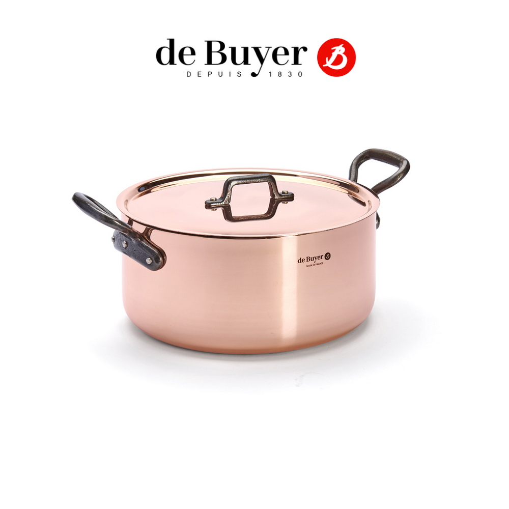 de Buyer 畢耶Prima Matera銅鍋系列鑄鐵雙耳湯鍋28cm-附銅鍋蓋- PChome