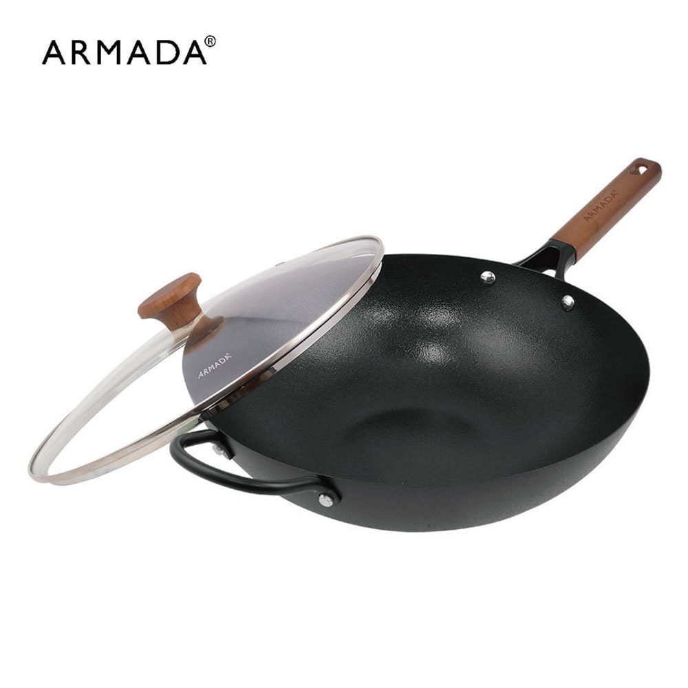 Armada 阿曼達 花崗極鐵 32公分炒鍋 (含玻璃蓋) 贈 O cuisine 蛋糕烤盤23cm