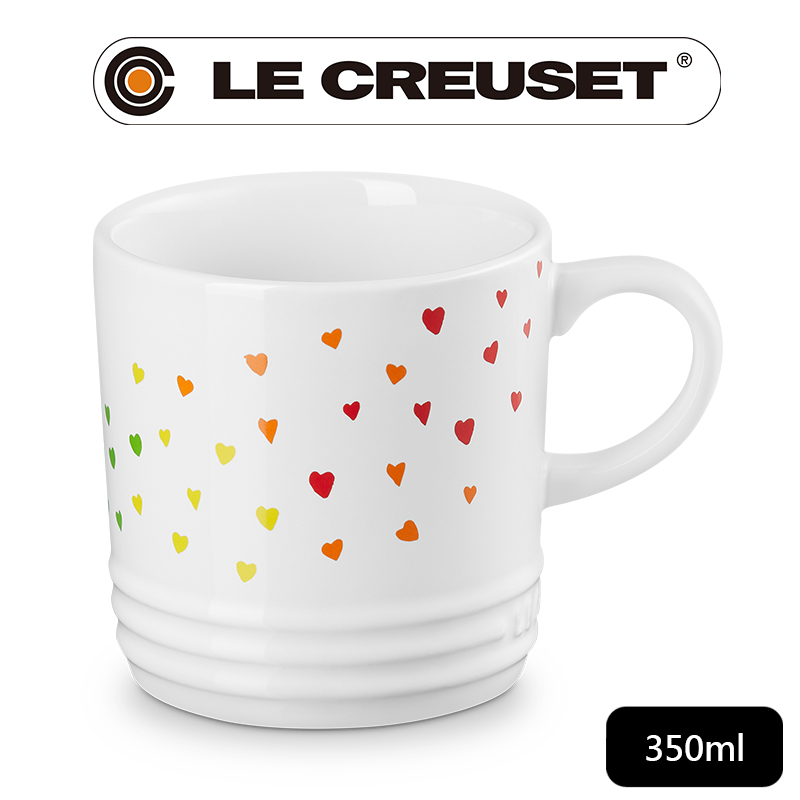 LE CREUSET -瓷器英式馬克杯350ml (繽紛愛心白-無盒)