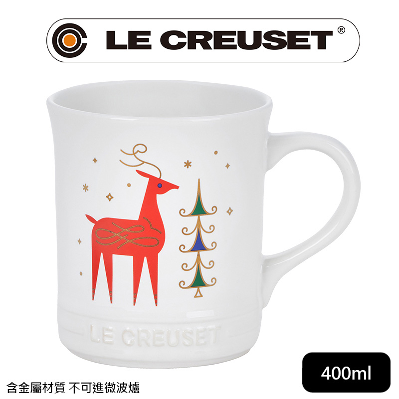 LE CREUSET -歡樂耶誕瓷器馬克杯400ml (麋鹿)