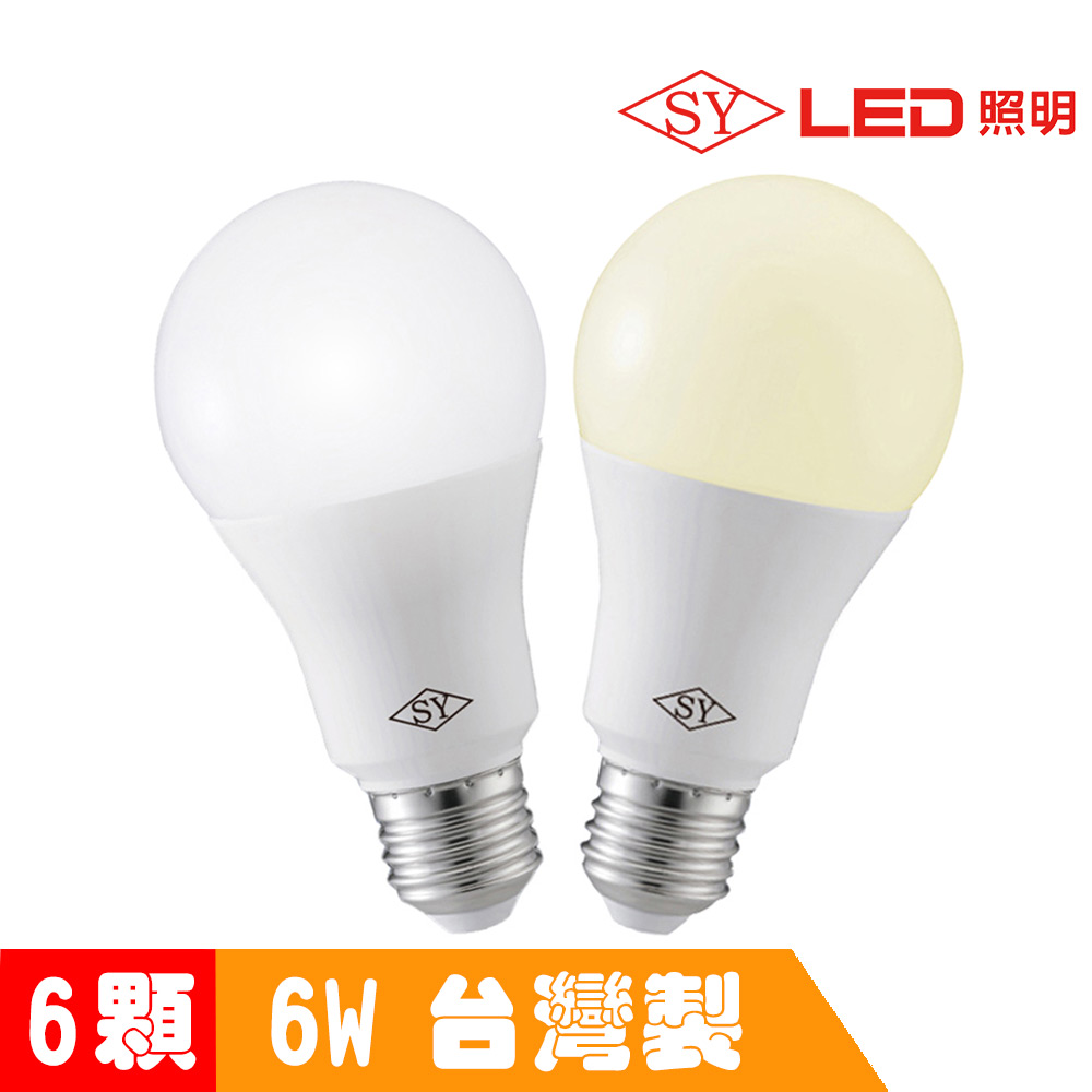 6入組【SY 聲億】6WLED燈泡白光