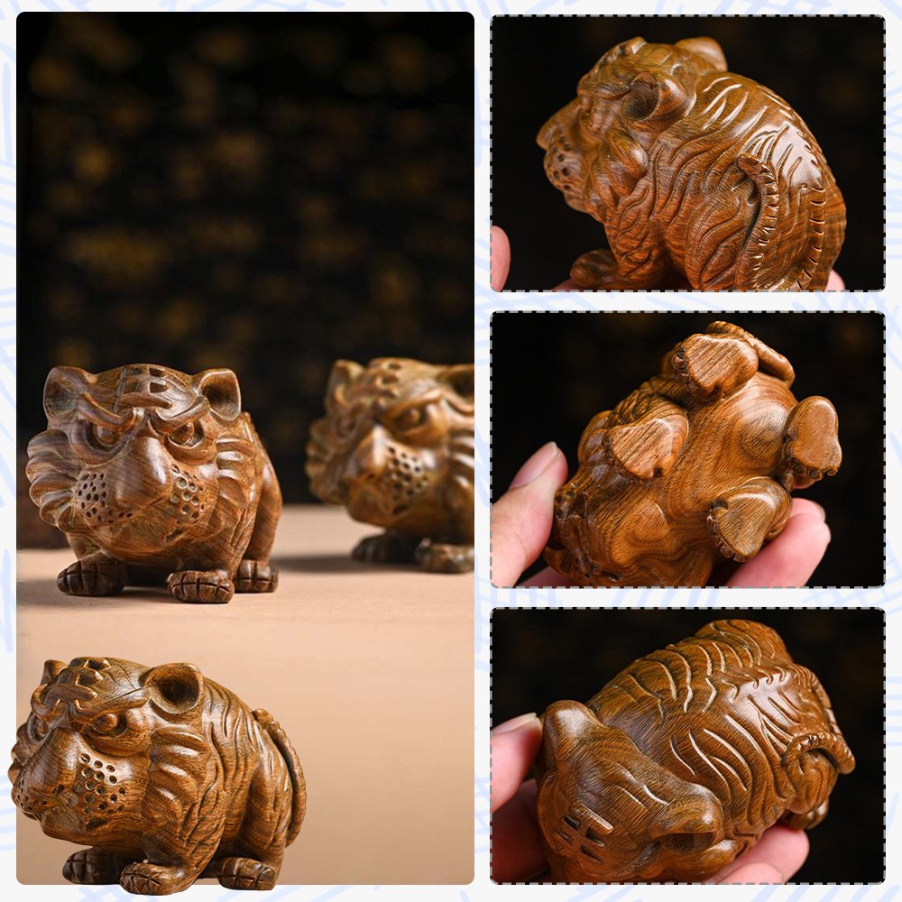LEEHER 家居擺飾 裝飾品 桌面裝飾 檀木擺設 綠檀木工藝品 招財老虎擺件 288