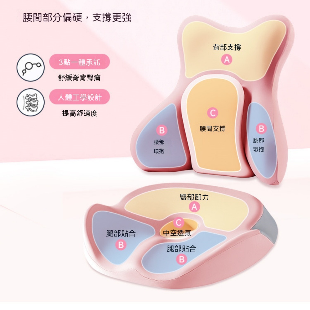 腰靠 辦公室腰靠腰枕 記憶棉腰靠 雲感透氣腰靠 久坐不痛 透氣腰靠 腰靠墊 護腰腰靠40*15*40