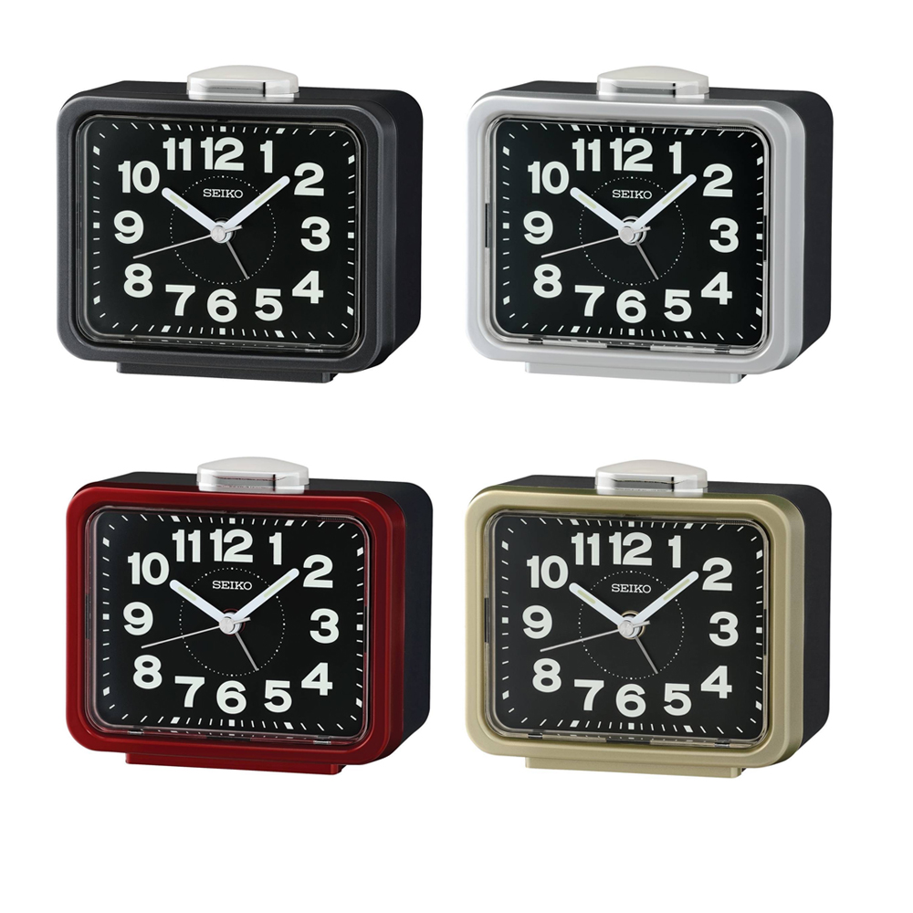 SEIKO 精工 安睡夜晚 靜音夜光 鬧鐘時鐘 QHK062G.QHK062K.QHK062R.QHK062S(清楚大數字 有秒針)