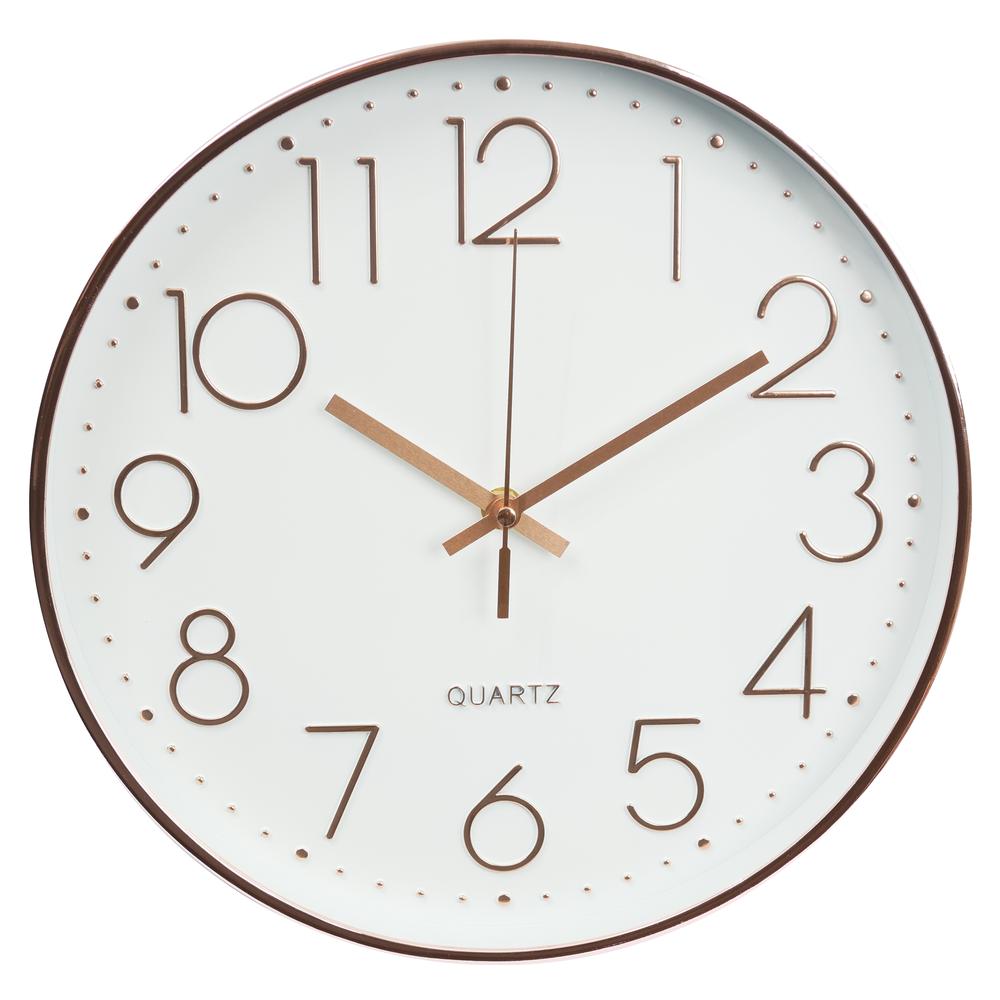 北歐靜音時鐘掛鐘-白玫瑰金