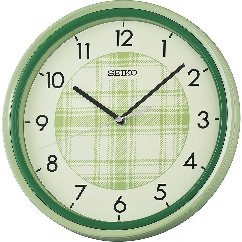 SEIKO 精工 綠映格紋 阿拉伯數字掛鐘 時鐘 QHA016M