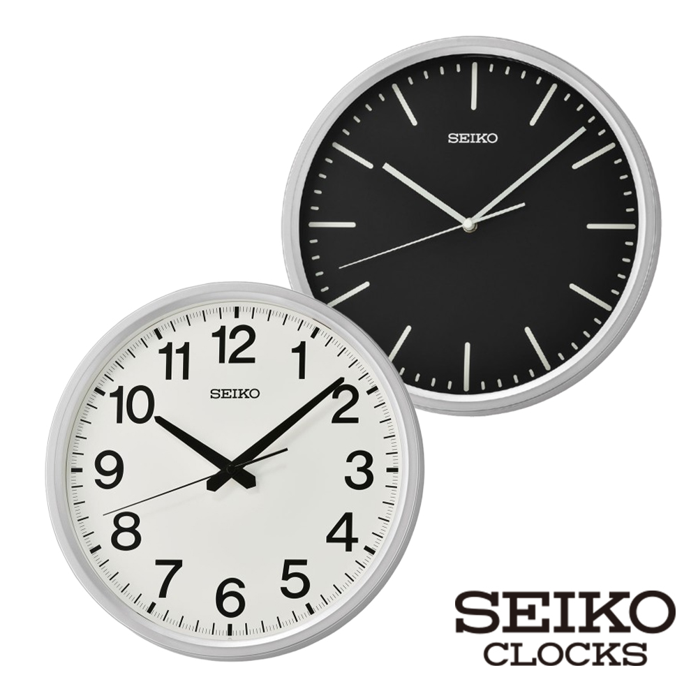 SEIKO 精工 經典數字/簡約顯示 指針式掛鐘 時鐘QHA009(時分秒指針顯示 簡約設計)