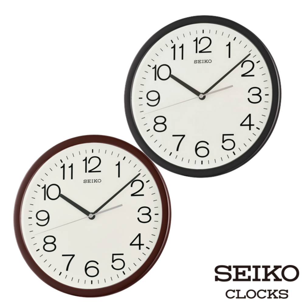SEIKO 精工 大數字滑動式秒針靜音簡約掛鐘QXA847(30cm大鏡面 清晰大數字時標)