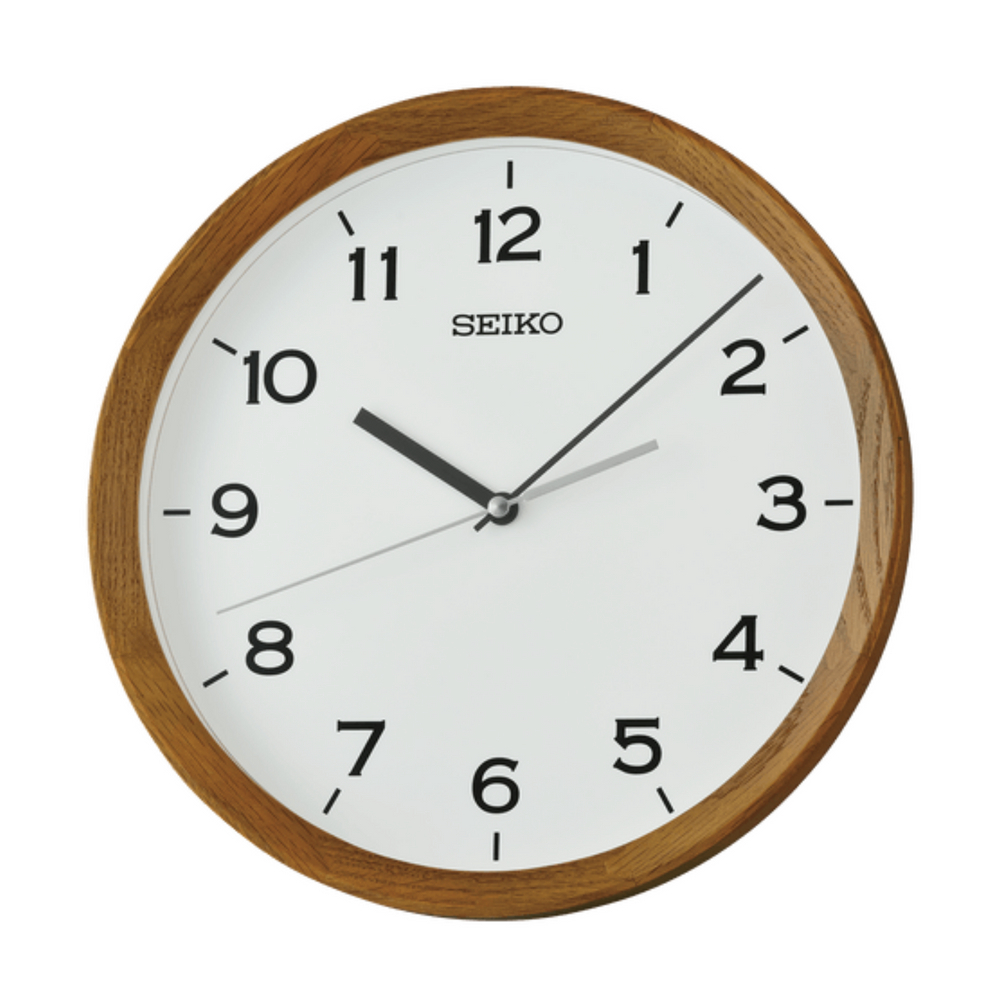 SEIKO 精工日系風格唯美極簡木質框時鐘掛鐘QXA853(羅馬數字時分秒針