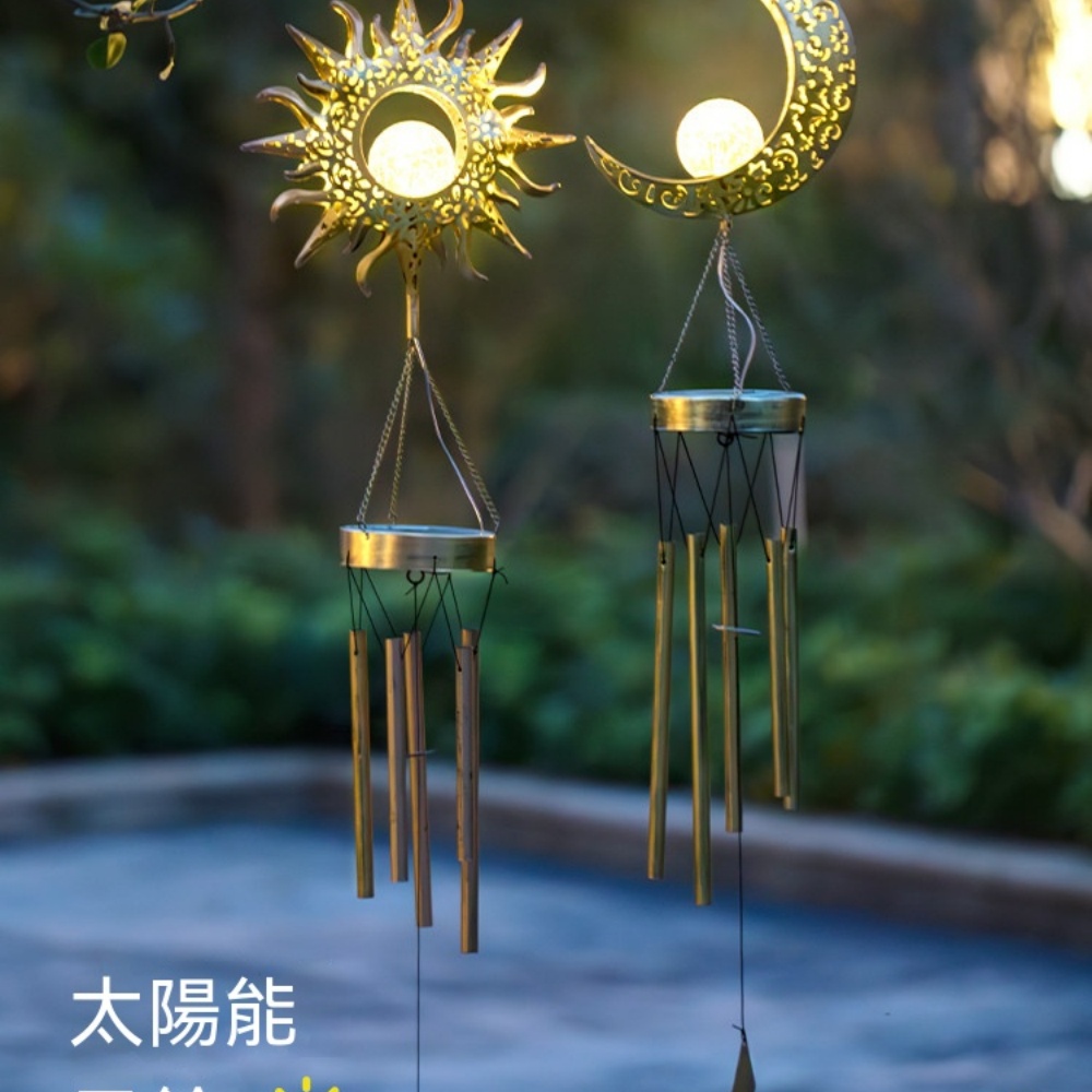 清風明月太陽能風鈴燈 戶外庭院陽台防水復古景觀掛燈裝飾吊飾
