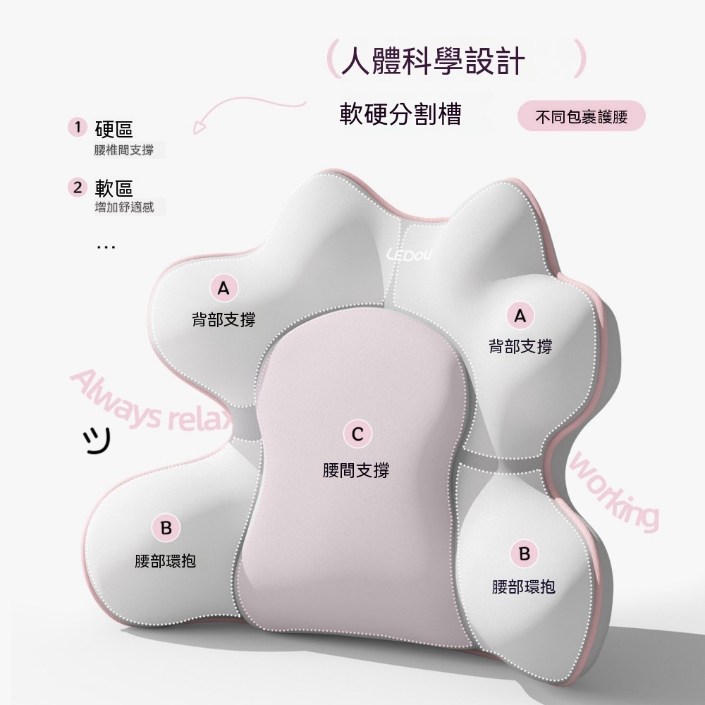 腰靠 腰部支撐靠墊 辦公學習久坐腰靠 護腰枕 人體工學護腰墊 靠背 車用靠墊 360°全包裹腰靠 科學護腰