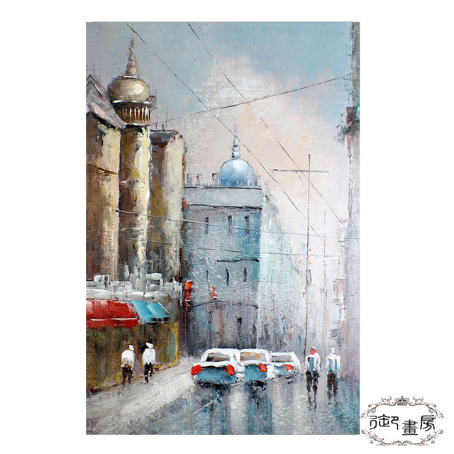 御畫房 鄉間街景 手繪無框油畫60x90cm