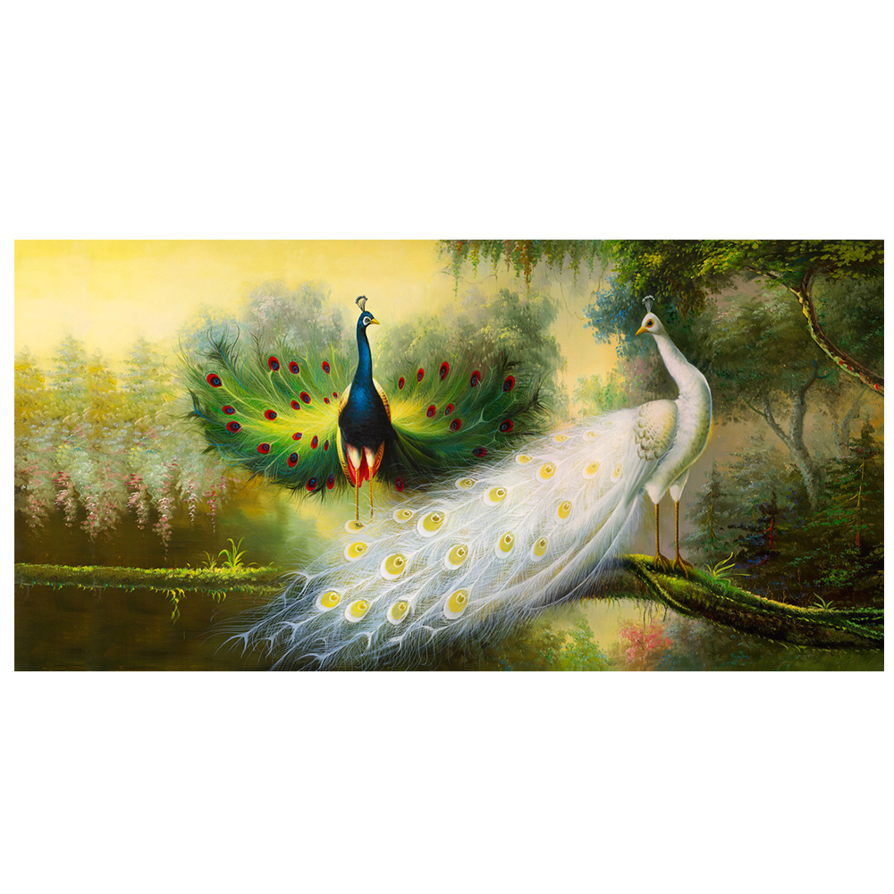 御畫房孔雀吉祥國家一級畫師手繪油畫60120cm(VF-140) - PChome