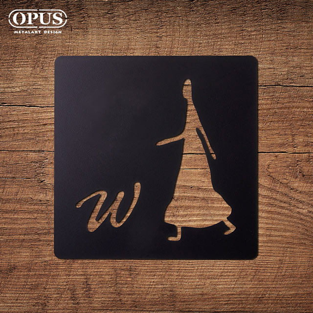 OPUS 東齊金工 廁所標示牌-女生方款《邂逅》鏤空黑