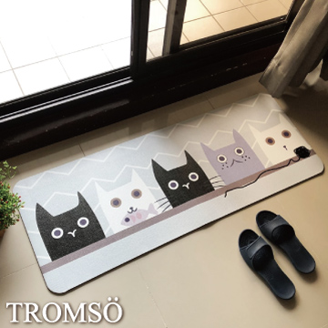 TROMSO廚房防油皮革地墊-K301可愛喵星人