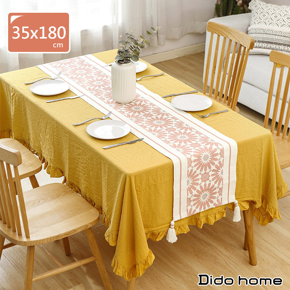【Dido home】現代簡約棉麻長桌巾桌旗 裝飾桌布 紅花(HM036) - PChome 24h購物