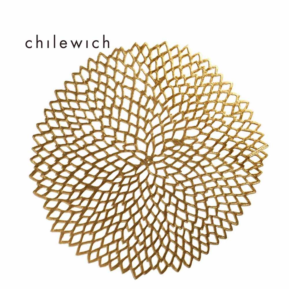 Chilewich 美國大麗花Dahlia圓形餐墊36*39cm-金銅色
