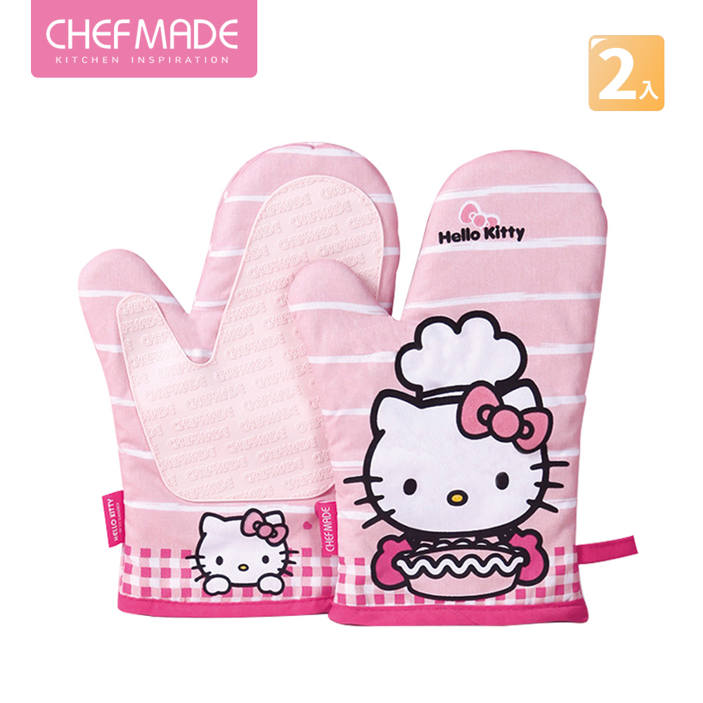 Chefmade 【美國】Hello Kitty 凱蒂貓造型 矽膠鋪棉烘焙隔熱手套-2支入(CM140)