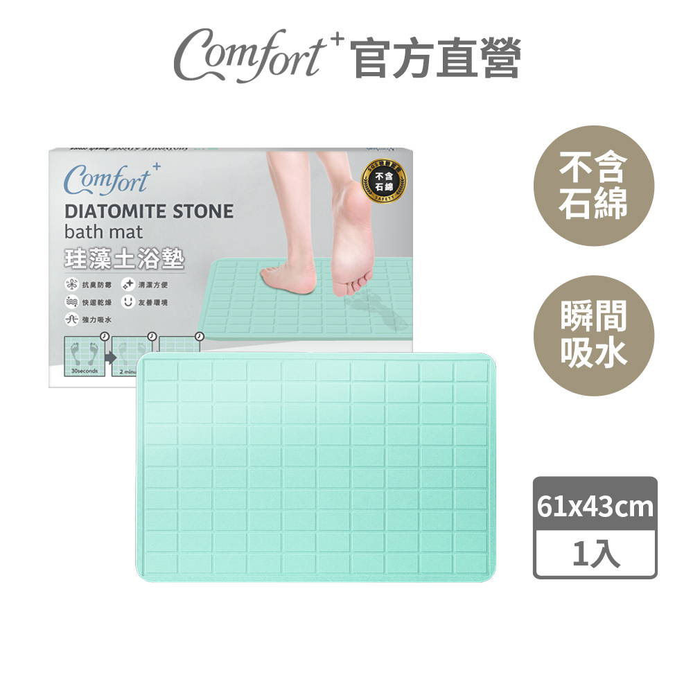 MicroDry 【Comfort+】深呼吸珪藻土吸水快乾地墊_薄荷綠格紋