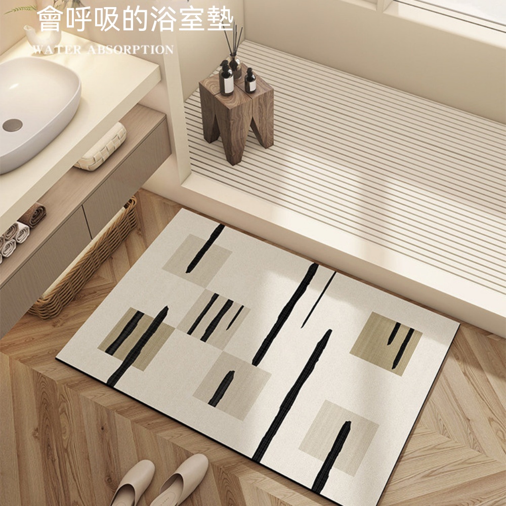 矽藻泥地墊 浴室地墊 櫥房強吸水地墊 衛生間門口地墊 防滑墊 廁所腳墊子 家用腳墊 洗漱台地墊50x80cm