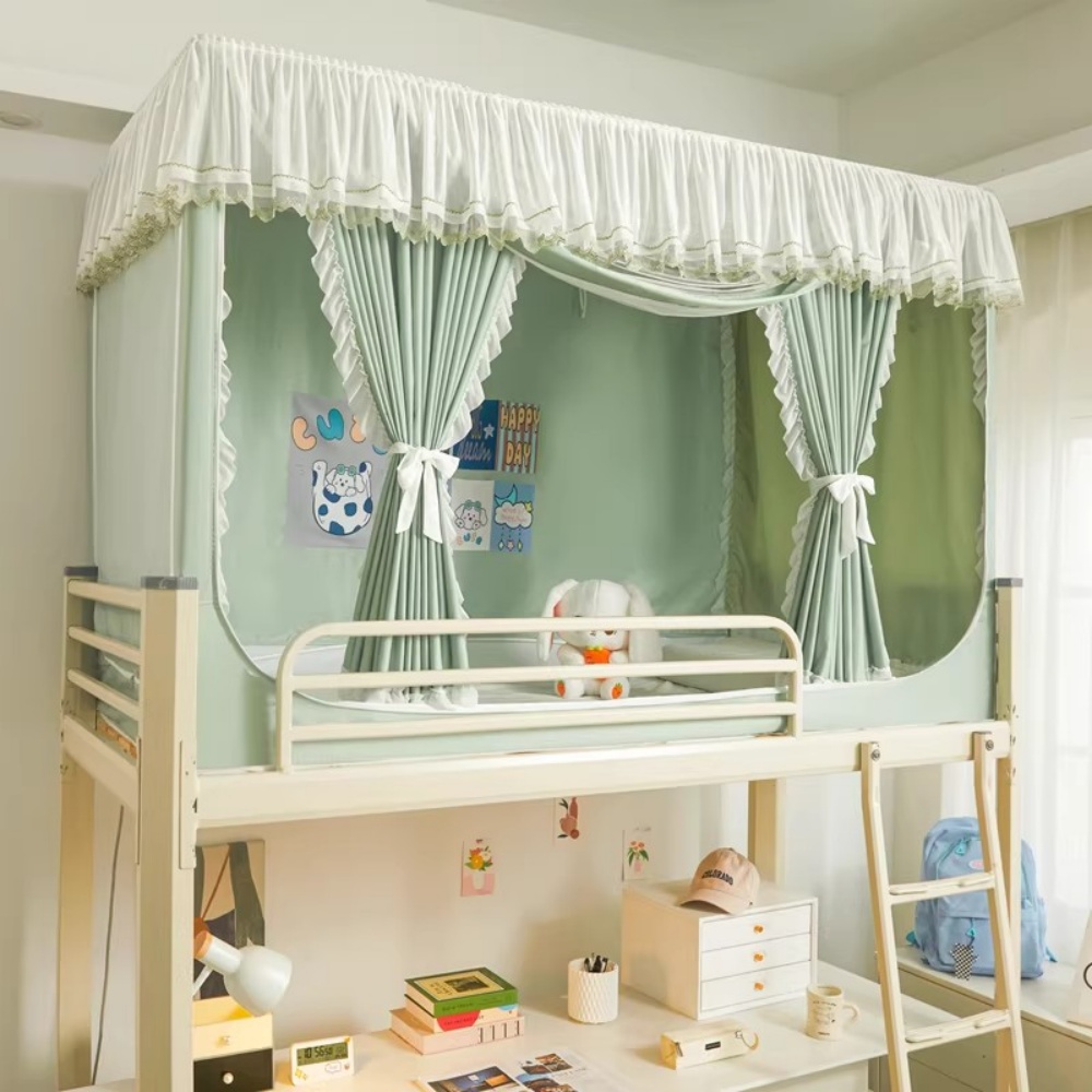 【匠心】90x190x110cm 上鋪專用 學生宿舍遮光蚊帳 一體式防偷窺床簾 加密防蚊宿舍蚊帳 三門烤漆支架