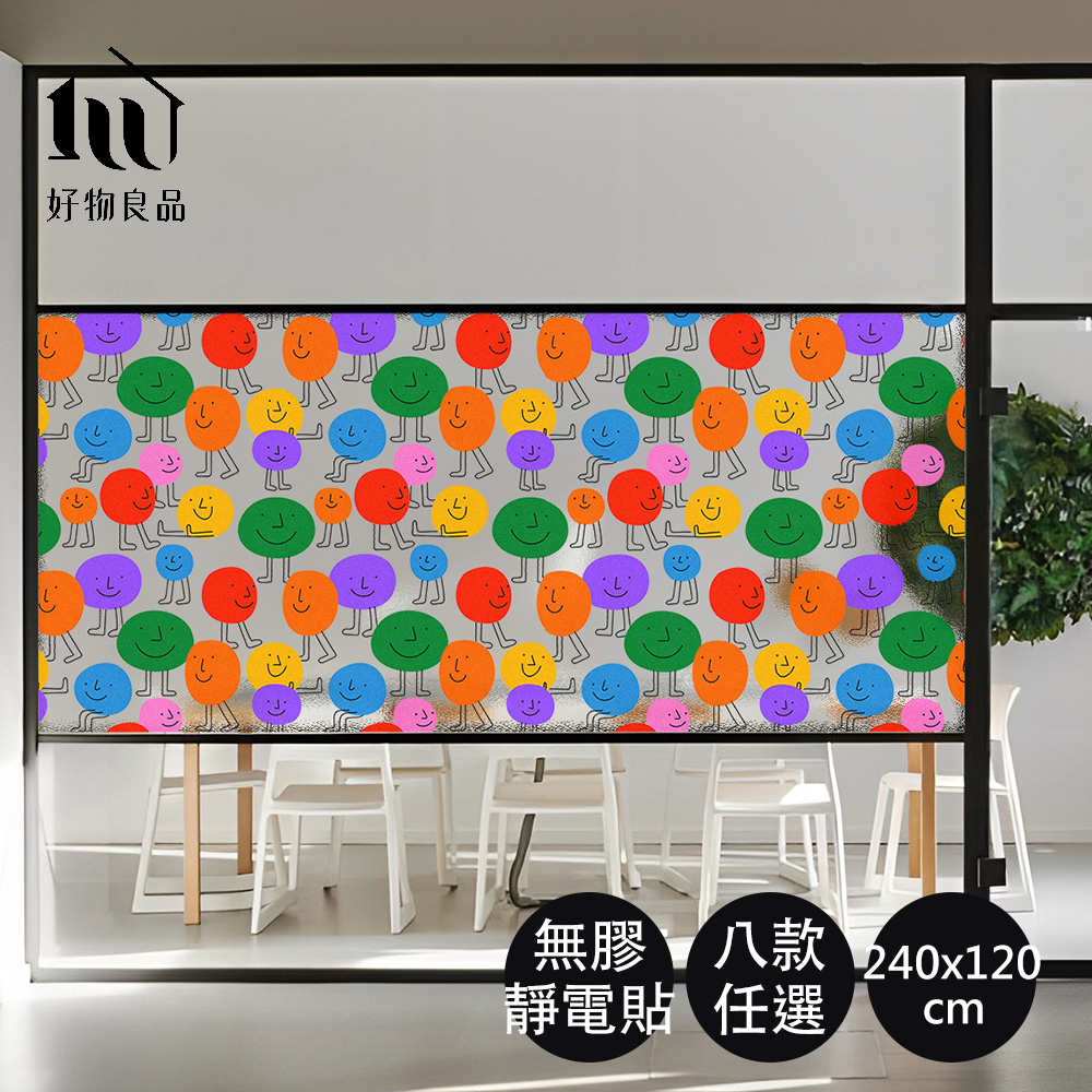 好物良品 240x120cm_獨家設計無痕無膠霧面玻璃窗戶靜電貼紙(可重複貼 玻璃貼 霧面貼 無痕壁貼 櫥窗貼)