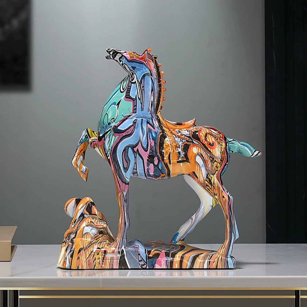 【木洸】歐式彩色馬擺件 玄關家居裝飾品 新年擺件 桌上裝飾品