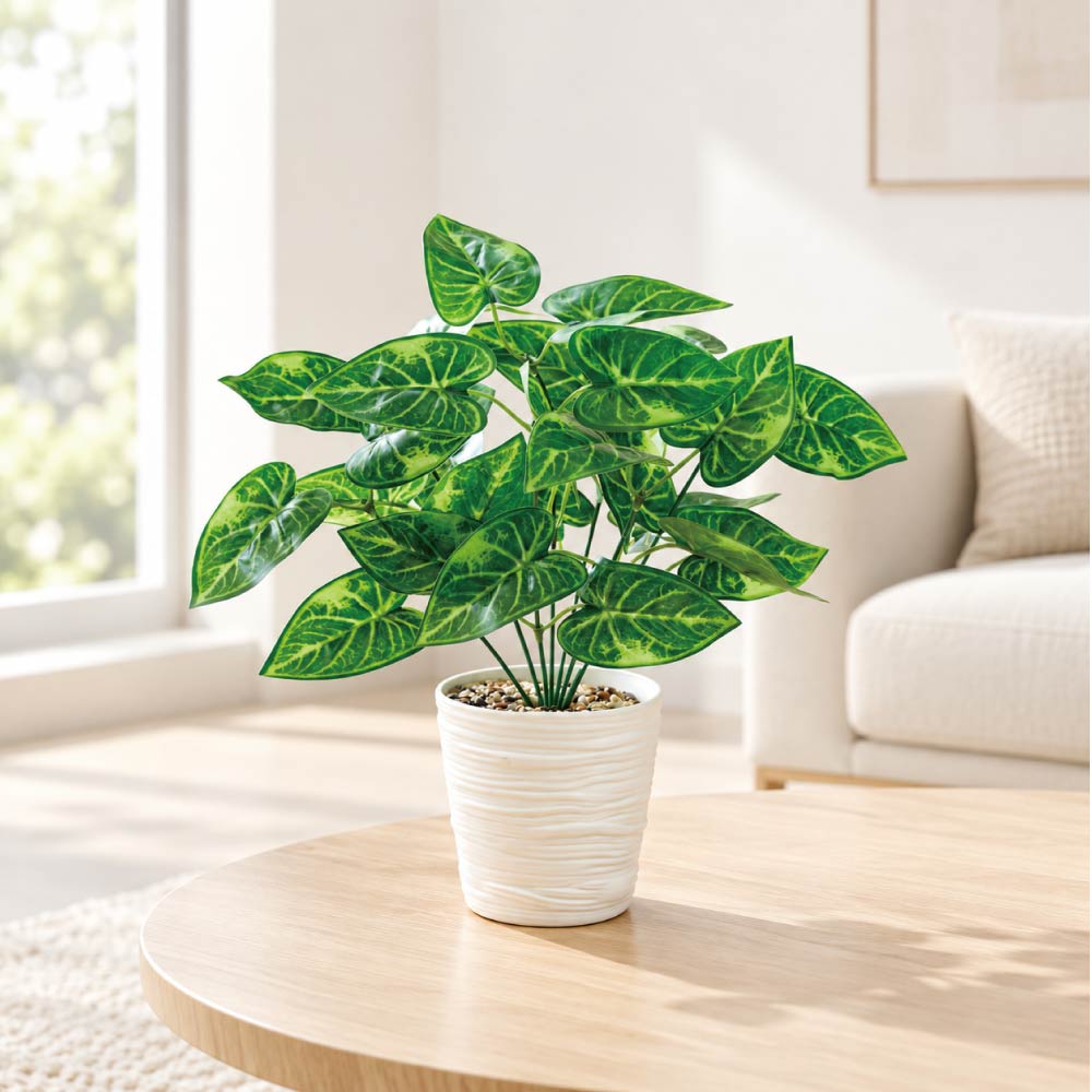 FLORAL M 花藝 仿真植物室內桌上型32公分綠天鵝絨海芋 仿真綠植 盆栽 居家佈置 仿真植栽 室內盆栽 辦公桌盆栽 免照顧植物