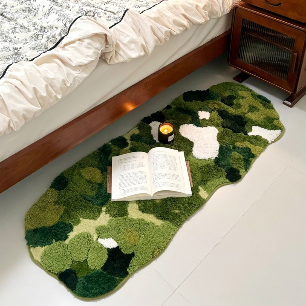 【木洸】50*80cm森林苔蘚地毯 臥室牀邊毯 加厚毛絨地墊 客廳沙發椅子地墊 浴室吸水速幹墊