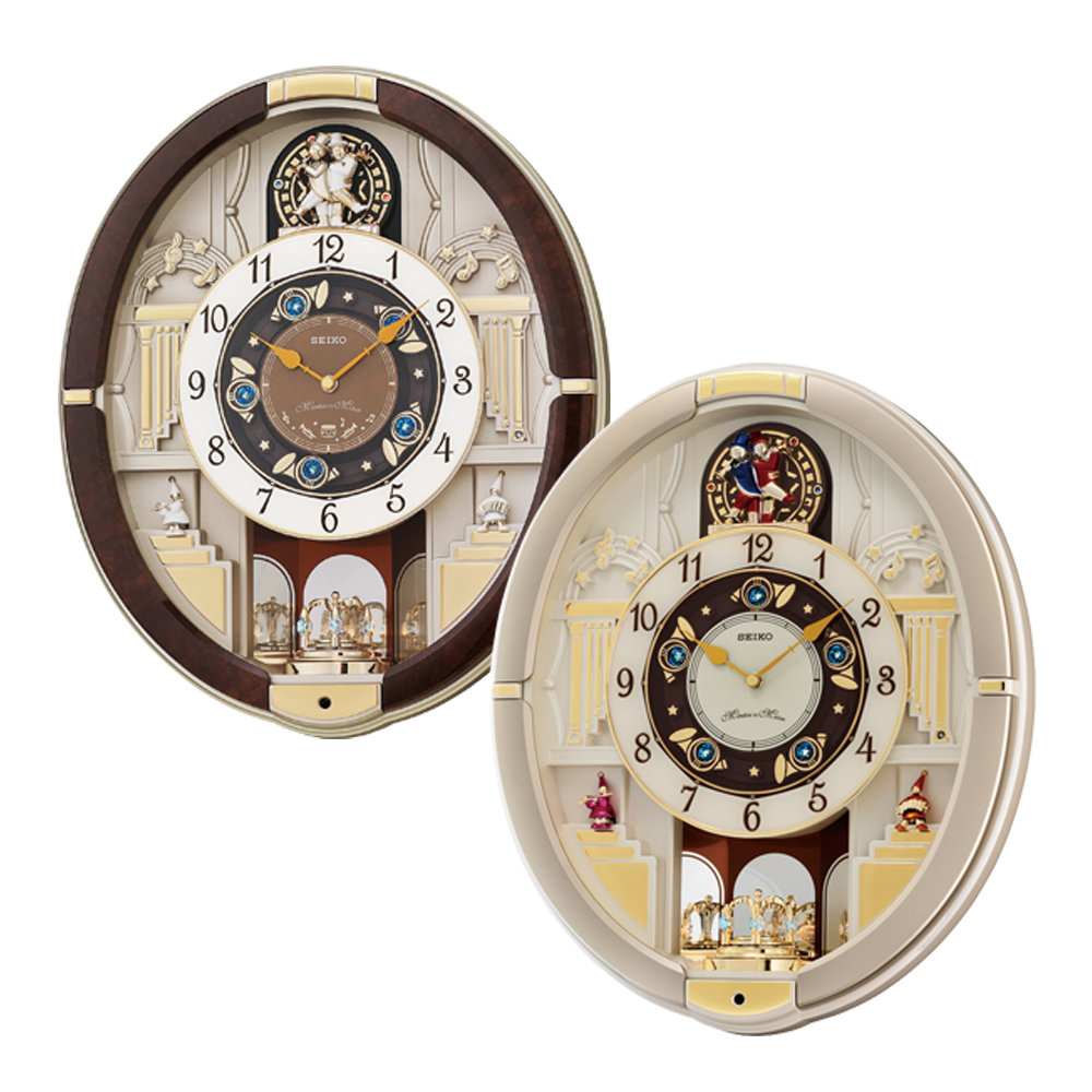 SEIKO 精工雙人舞者Hi-Fi音樂掛鐘(12首音樂/西敏寺鐘聲)(QXM289B