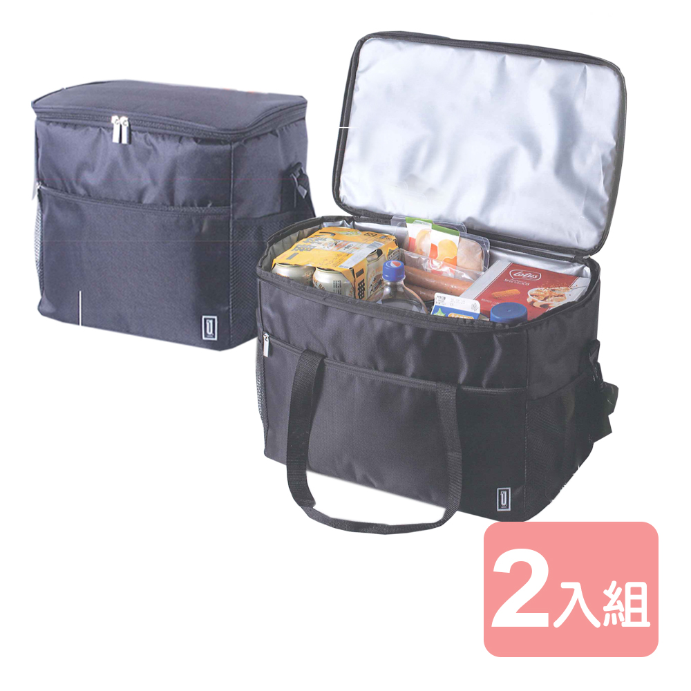 UdiLife 生活大師 【真心良品】酷黑摺疊採買組保溫保冷袋-2入組