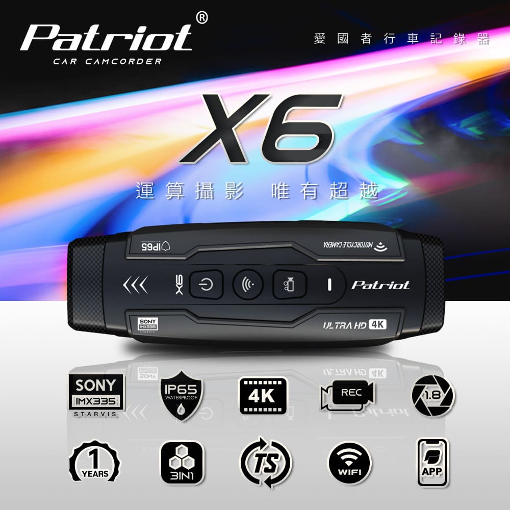 Patriot 愛國者 X6 4K TS碼流 SONY Starvis 星光級 前後雙鏡 WIFI機車行車記錄器 F1.8超大光圈/145度超廣角送128G記憶卡