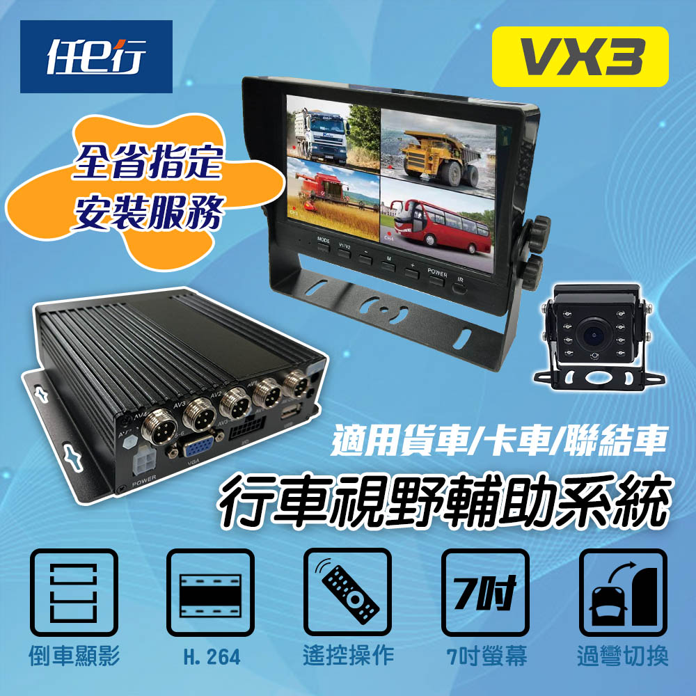 任e行 VX3 環景四鏡頭 1080P 行車紀錄器 行車視野輔助器、大貨車、大客車及各式車輛適用(贈64G記憶卡)